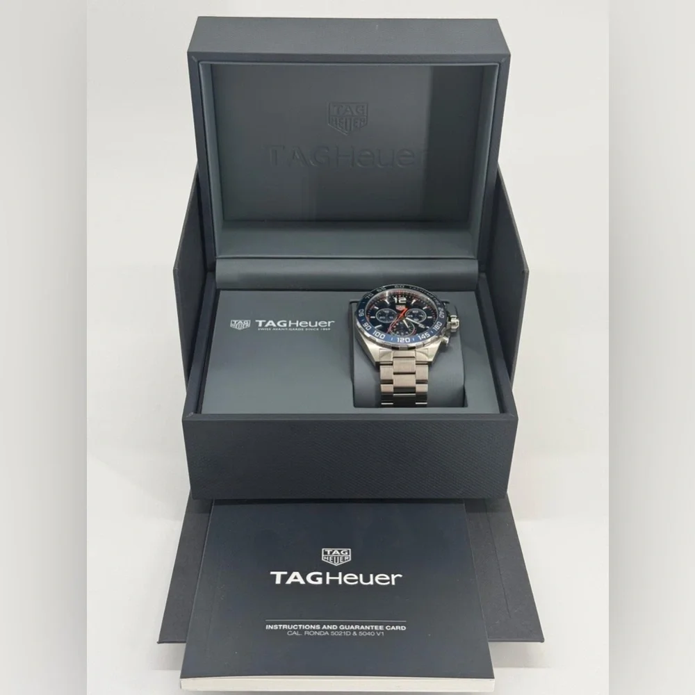 Tag Heuer Men's Silver Stainless Steel Watch with Blue Dial